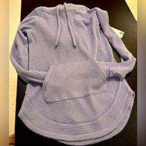 So pullover hooded long sleeve hoodie T-shirt NWT powder blue periwinkle waffle